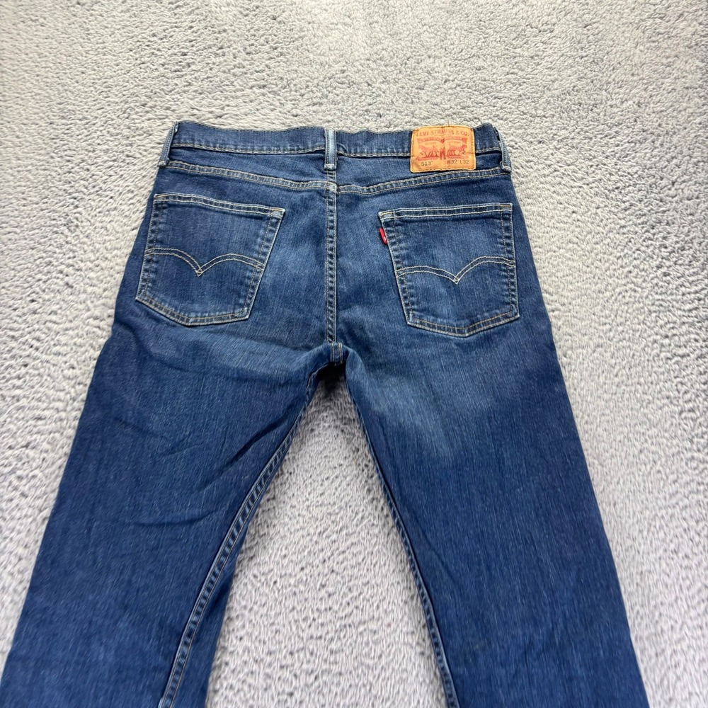 Levis 513 Jeans Mens 32x32 Blue Dark Wash Cotton Stretch Slim Fit Denim - Picture 6 of 10